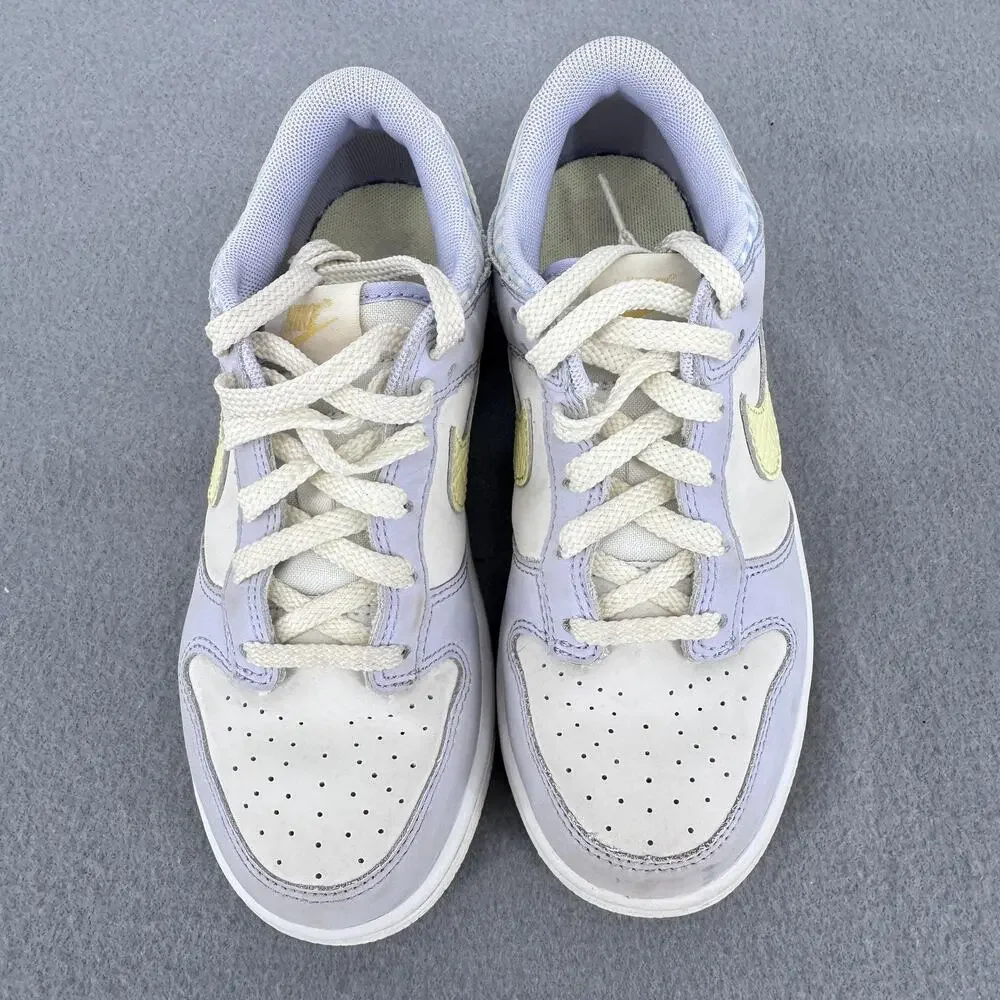 Nike Dunk Low Shoes Youth 1.5 Y Pastel Purple Yellow Gingham Sneakers FJ4642-536